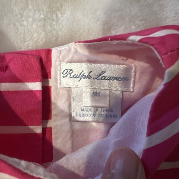 Ralph Lauren White Label Baby Girls 9 Months Pink White Dress Lined Cap Sleeve - Picture 3 of 9